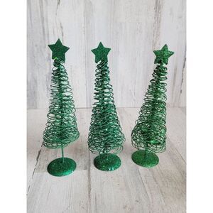 Glitter green star pine tree xmas Home decor metal